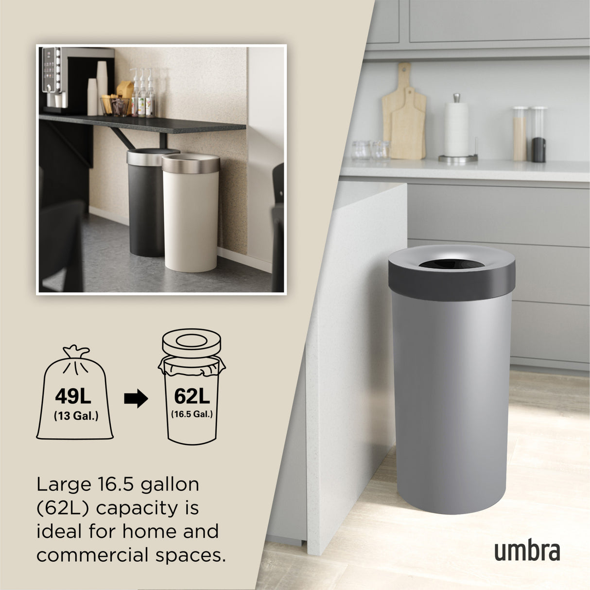 Kitchen Trash Cans | color: Grey-Nickel