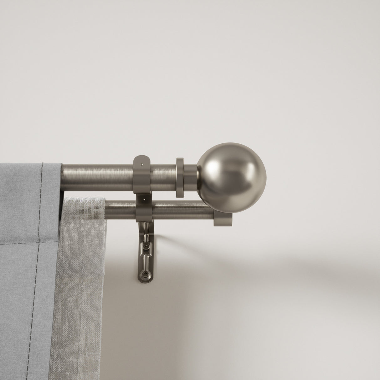 Double Curtain Rods | color: Eco-Friendly Nickel | size: 72-144" (183-366 cm) | diameter: 1" (2.5 cm)