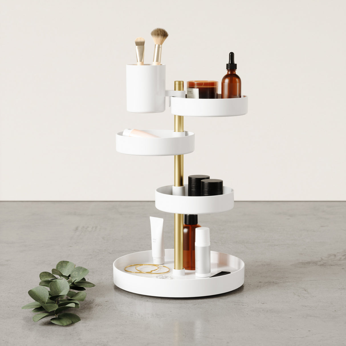 Cosmetic Organizers | color: White-Brass