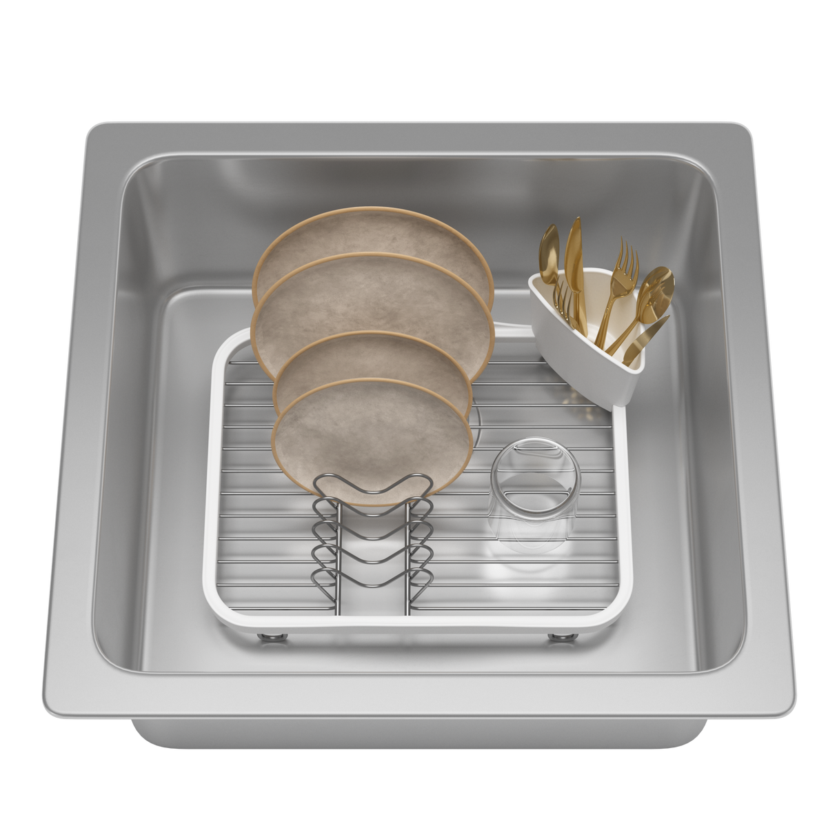 Dish Racks | color: White-Nickel