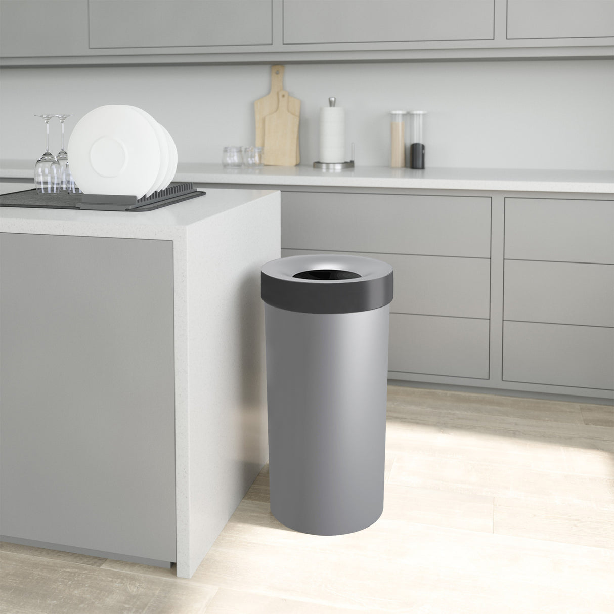 Kitchen Trash Cans | color: Grey-Nickel