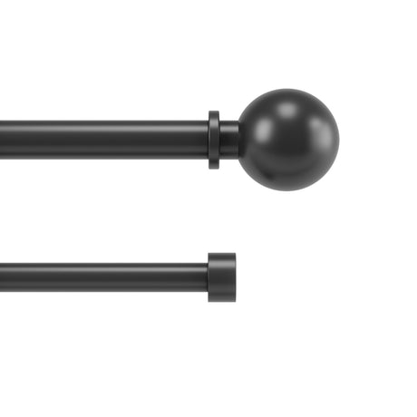 Double Curtain Rods | color: Matte-Black | size: 36-72" (91-183 cm) | diameter: 1" (2.5 cm)