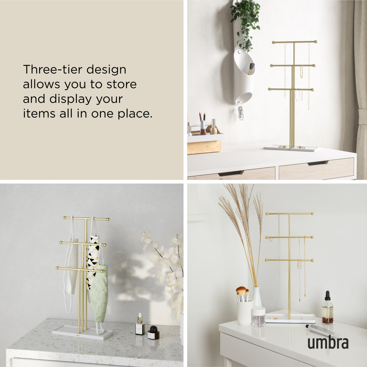 Jewelry Stands | color: White-Brass