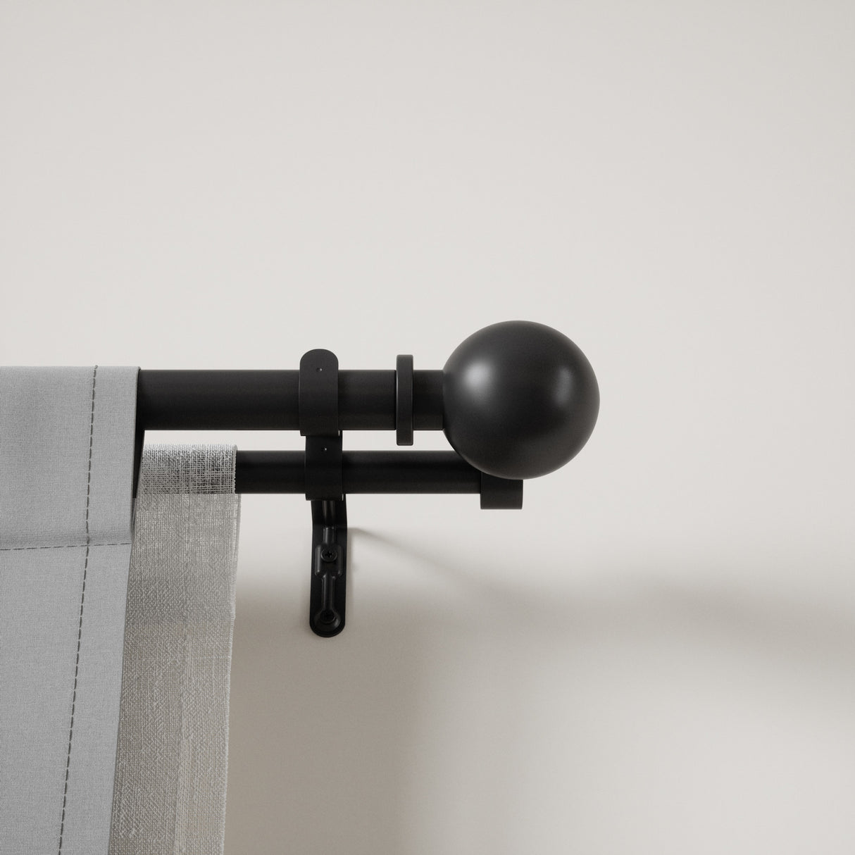 Double Curtain Rods | color: Matte-Black | size: 36-72" (91-183 cm) | diameter: 1" (2.5 cm)