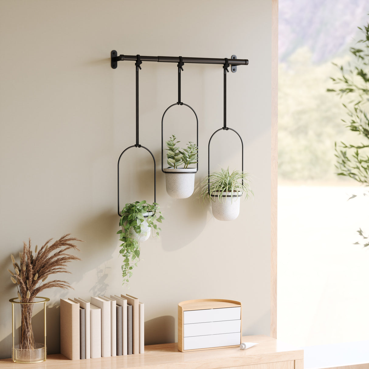 Hanging Planters | color: White-Black | Hover